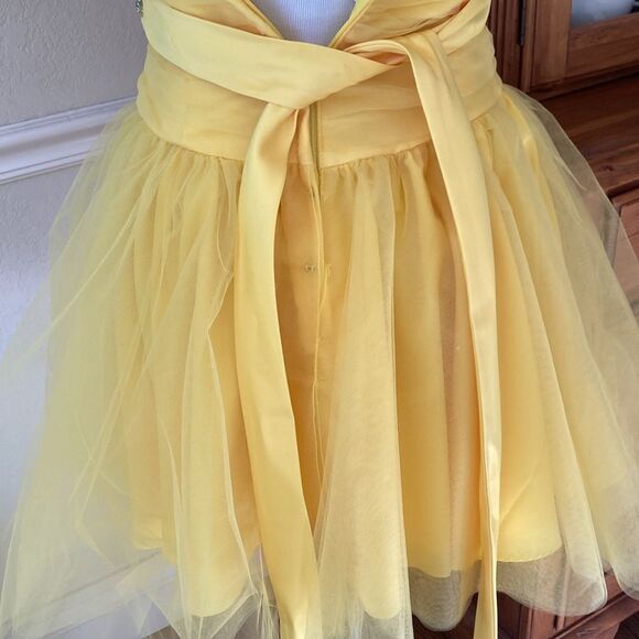 New Mori Lee By Madeline Gardner Yellow Tulle Mini Prom Party Dress Juniors Sz 5 - Picture 5 of 16